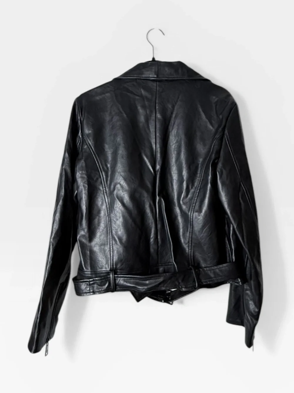 Elodie Faux Black‎ Leather Moto Jacket Size XL (M)